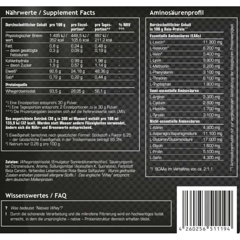 SRS Muscle - Whey Isolat Native - (1900 g)