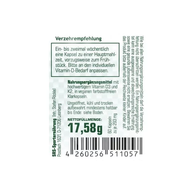 SRS Fit&Health - Vitamin D3/K2 - Kapseln 60