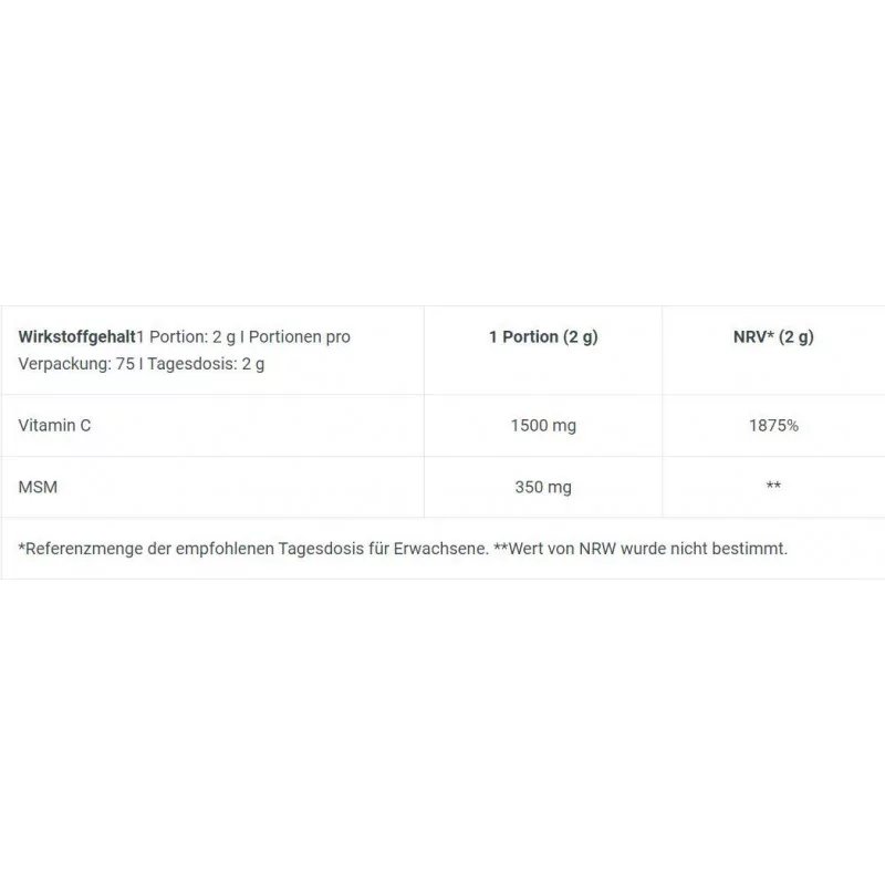 BioTech USA - MSM + Vitamin C Pulver - 150 g